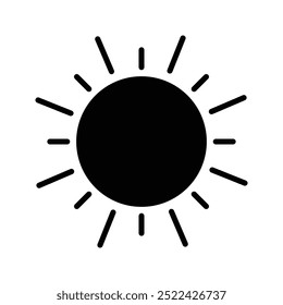 ícone de sol brilhante preto e branco