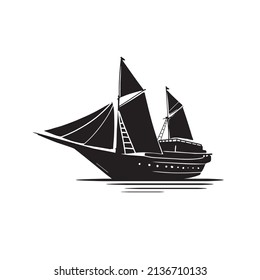Black and White Ship editable vector