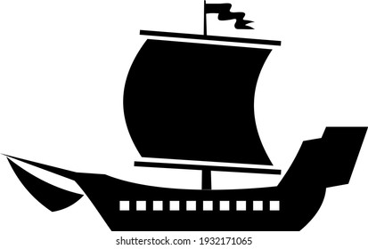 black and white ship icon, vector, illustration