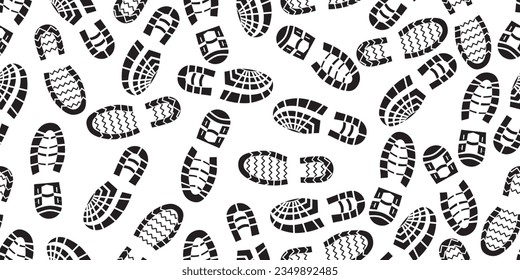 black white shoe print seamless pattern