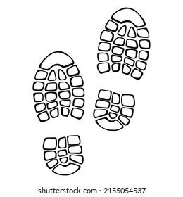 Black and white shoe prints isolated on white background freehand outline drawn