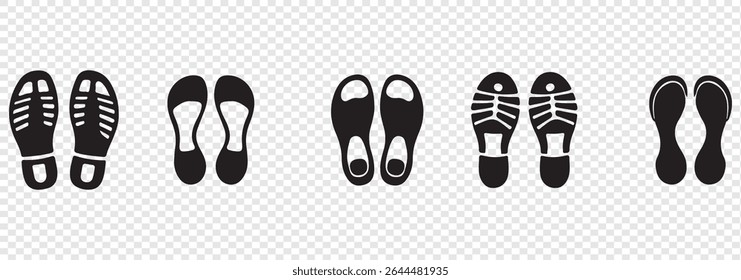 Sapato preto e branco imprime único padrão coleção ilustração vetor isolado no fundo transparente.