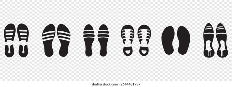 Sapato preto e branco imprime único padrão coleção ilustração vetor isolado no fundo transparente.