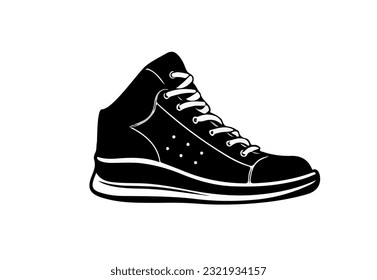 Black and white shoe vector illustration isolated on white background
