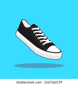 Black White Shoes Sneakers for Casual, Fashion, Sport, Running, Jogging, Training. Lifestyle Footwear Design Vector Illustration