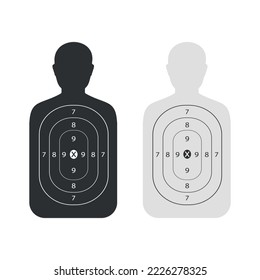 Black and white shooting target in shape of human isolated on white background. Vector stock