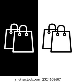 black and white shopping bag icon vector logo template