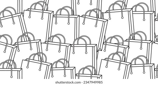 black white Shopping Bag Seamless Pattern