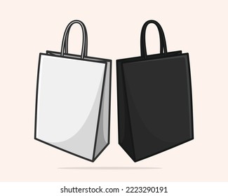 Schwarz-Weiß-Einkaufstasche, Vektorgrafik