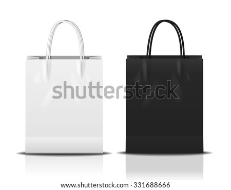 black & white shopping bag, vector Illustration