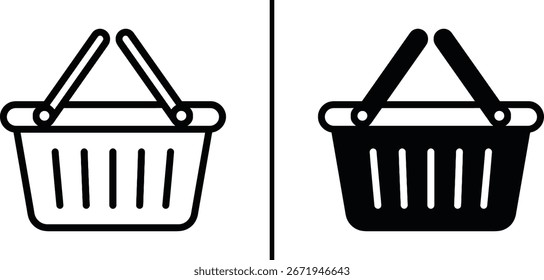 Black and White Shopping Basket Vector Icon

