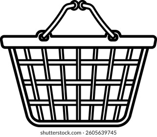 black and white shopping basket or basket without background