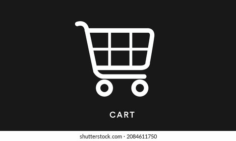 Black and White Shopping Cart Icon. Vector Isolated Illustration of a Shopping Cart