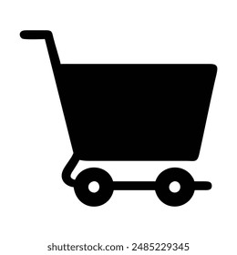 Black and white shopping cart icon. Vector illustration