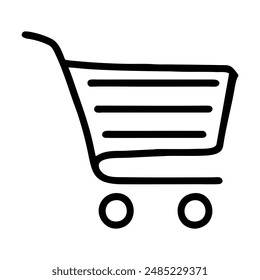 Black and white shopping cart icon. Vector illustration