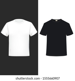 Black and white short sleeve T-shirts. Vector T-shirts.