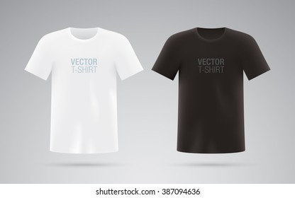 Black and white short sleeve T-shirts. Vector T-shirts.