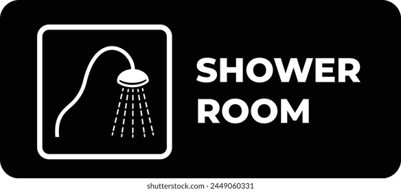 Cuarto de baño blanco y negro con agua sombra señalización silueta de Ilustración vectorial aislado en fondo rectangular. Dibujo de dibujos animados plano simple.