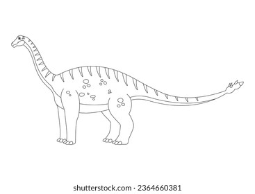 Black and White Shunosaurus Dinosaur Cartoon Character Vector. Coloring Page of a Shunosaurus Dinosaur