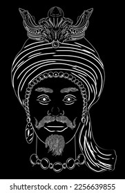 Black and white Sicilian Moor illustration