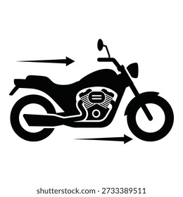 Black and white side view motorcycle with directional arrows bike monochrome de