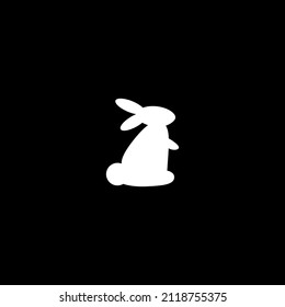 Black and white side view rabbit silhouette. Domestic farm animal symbol Easter themed vector illustration for icon, stamp, label, certificate, brochure, gift card, poster, coupon or banner decoration