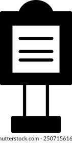 A black and white sign with a white background. The sign is rectangular and has a black border