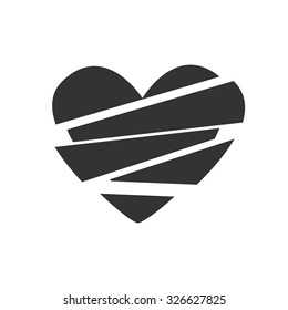 Black and white sign, vector symbol Icon broken heart