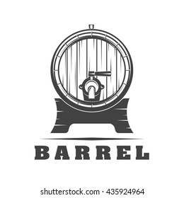 Black and white signs barrel on a white background, vector illustration for menu, label, poster / Wooden barrel signs