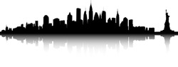 Black And White Sihouette Of The New York Skyline.