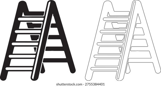 Black and white silhouette of an A-frame ladder Aframe