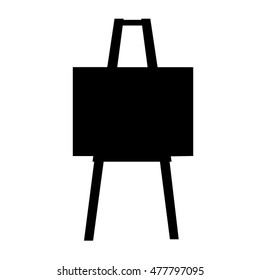 A black and white silhouette of an art easel