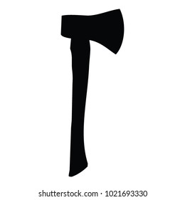 A black and white silhouette of an axe
