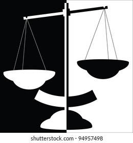 Black and white silhouette of balance scale vector