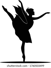 black and white silhouette of a ballerina