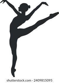 black and white silhouette of a ballerina without background