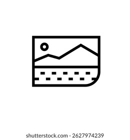 Black and white silhouette beach scene icon suitable for use as a computer and technology icon