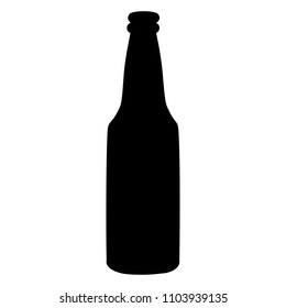 A black and white silhouette of a beer bottle