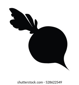 A black and white silhouette of a beetroot