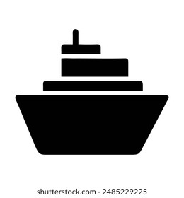 Black and white silhouette of a boat. Vector illustration