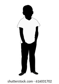 Black White Silhouette Boy Stock Vector (Royalty Free) 616031702 ...