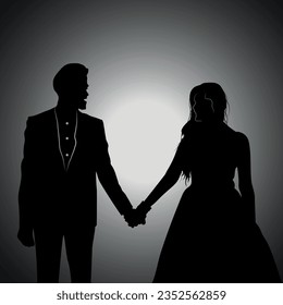 black and white silhouette of boy and girl