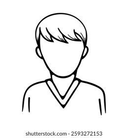 Black and white silhouette of a boy. Vector illustration of a person for avatar, icon, sticker