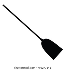 A black and white silhouette of a broom