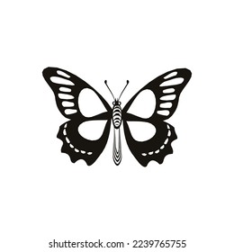 Black and White silhouette butterfly vector icon design with white background
