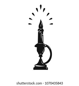 Black  and white silhouette candle in doodle style vector illustration isolated on white background. Candle icon.