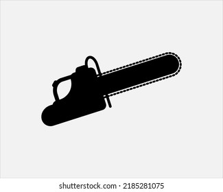 A black and white silhouette of a chainsaw