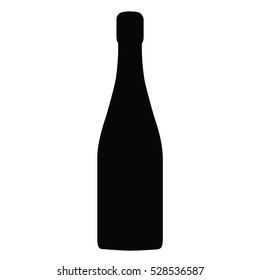 A Black And White Silhouette Of A Champagne Bottle