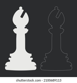 Black and white silhouette. Chess silhouette of bishop.