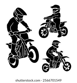 A black and white silhouette of a child on a motorcycle collection